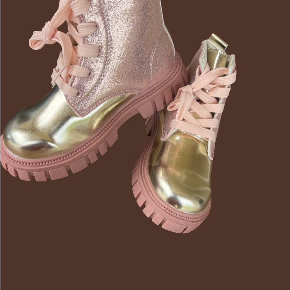 Metallic Pink Ankle Boots